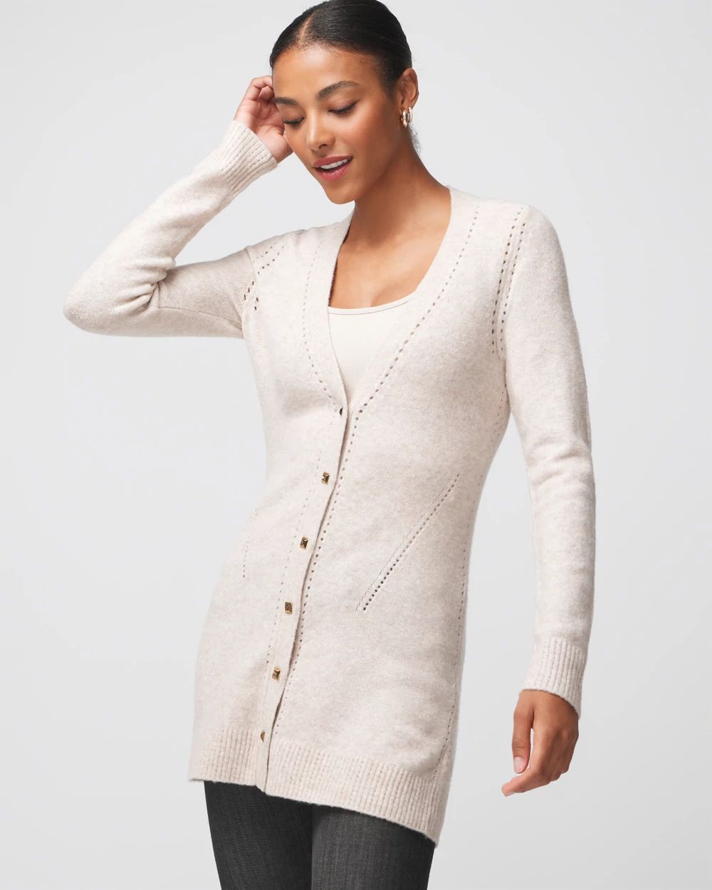 Petite Long Sleeve Boyfriend Cardigan White House Black Market